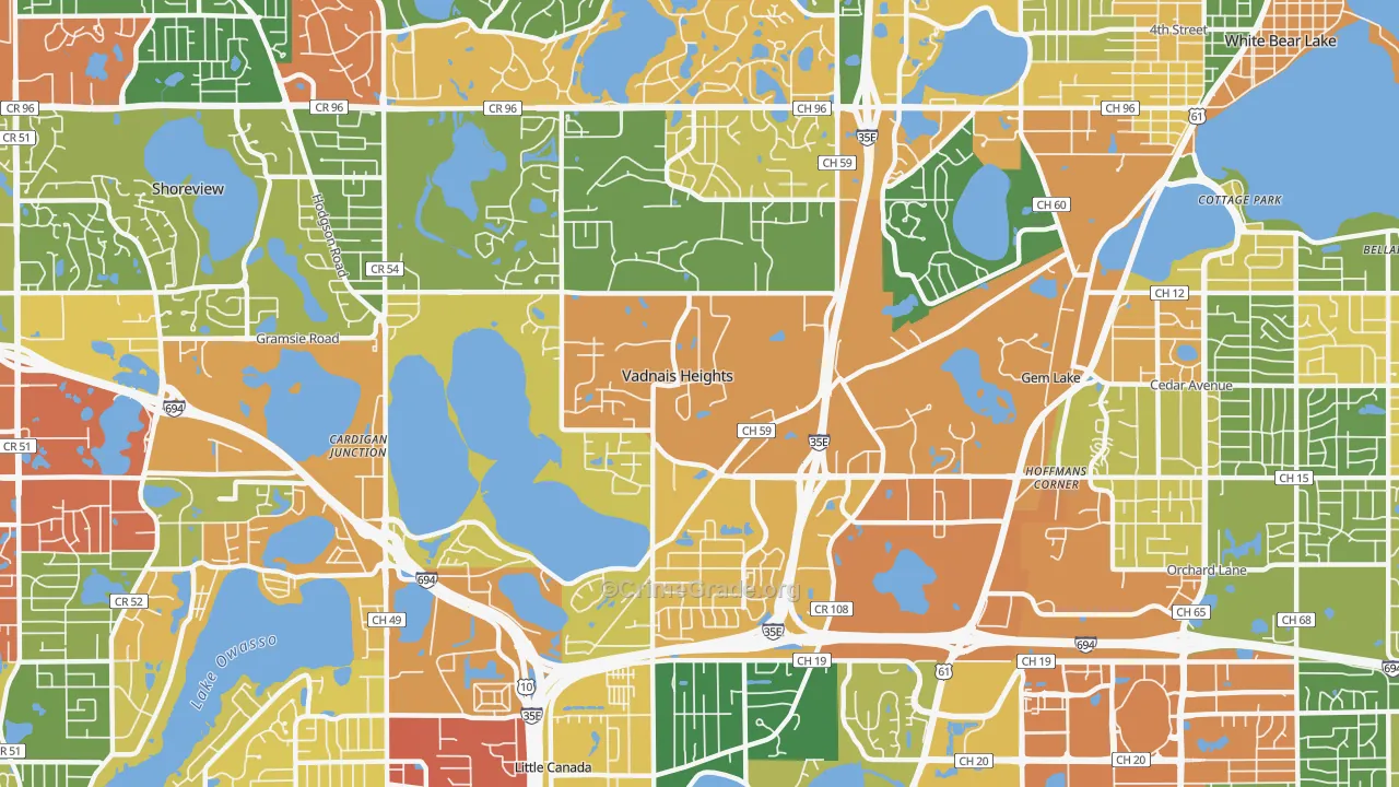 Vadnais Heights, MN Map of Burglary Rates