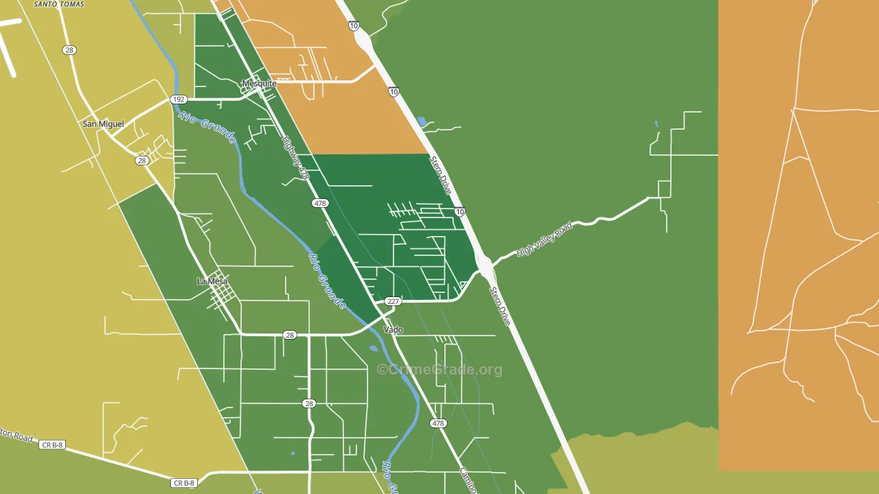 Vado, NM Map of Burglary Rates