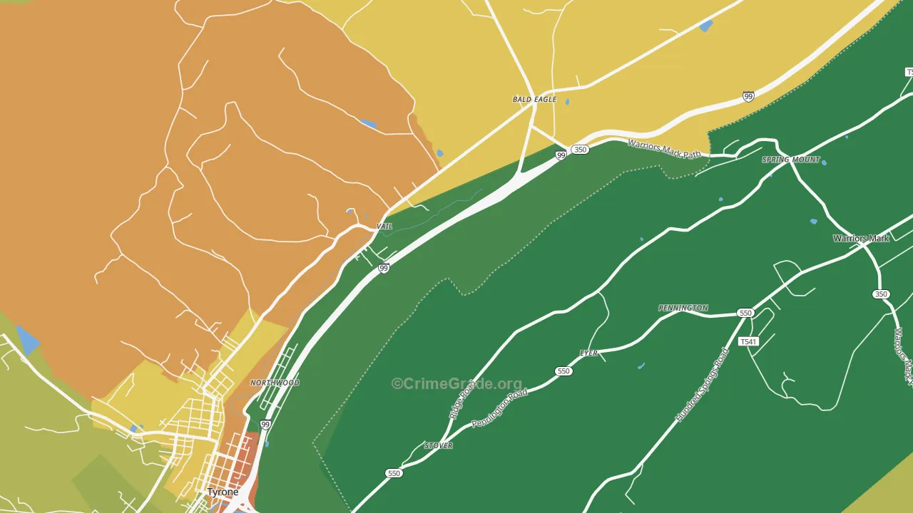 Vail, PA Map of Burglary Rates
