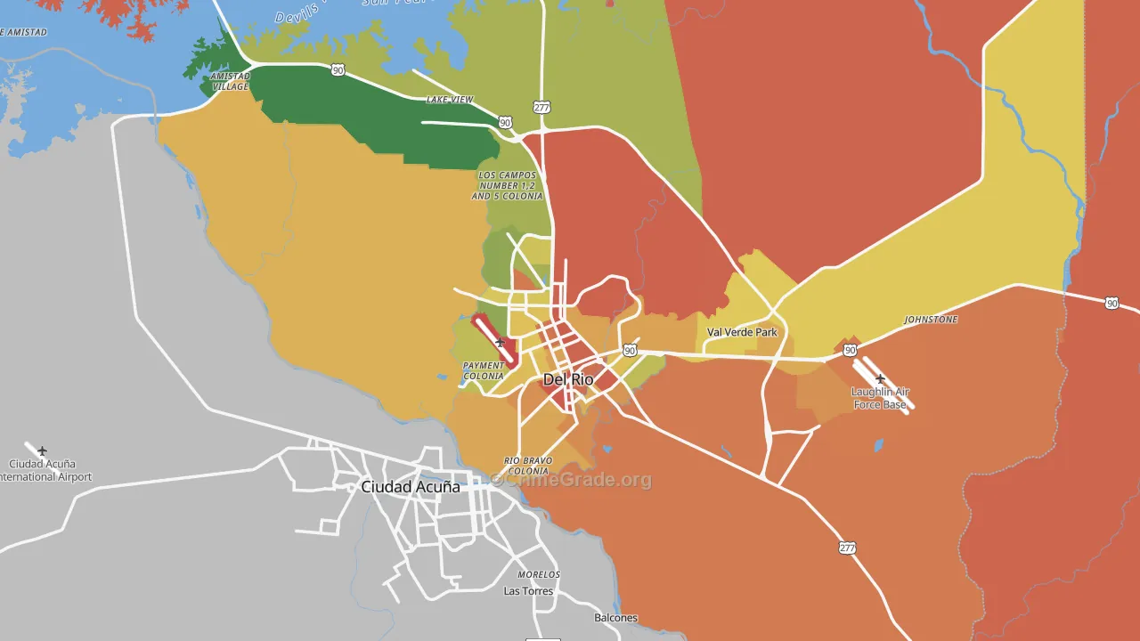 Val Verde County, TX Map of Burglary Rates