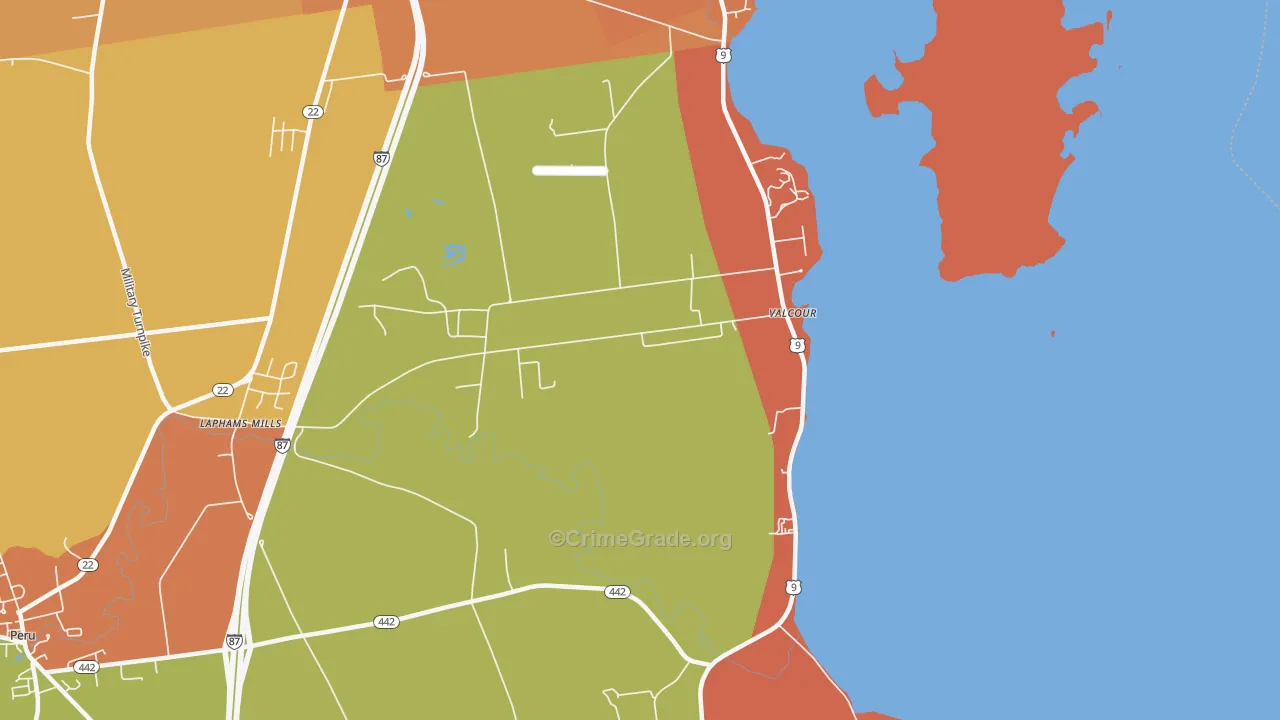 Valcour, NY Map of Burglary Rates