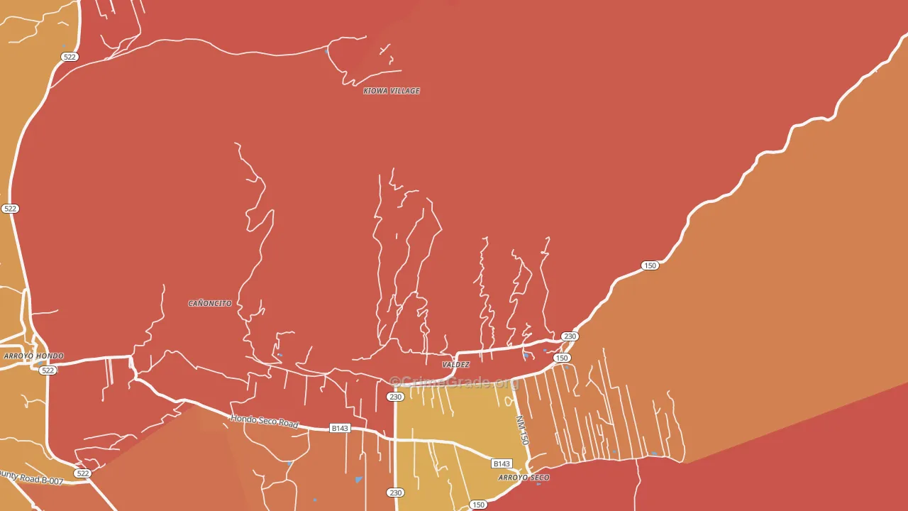Valdez, NM Map of Burglary Rates