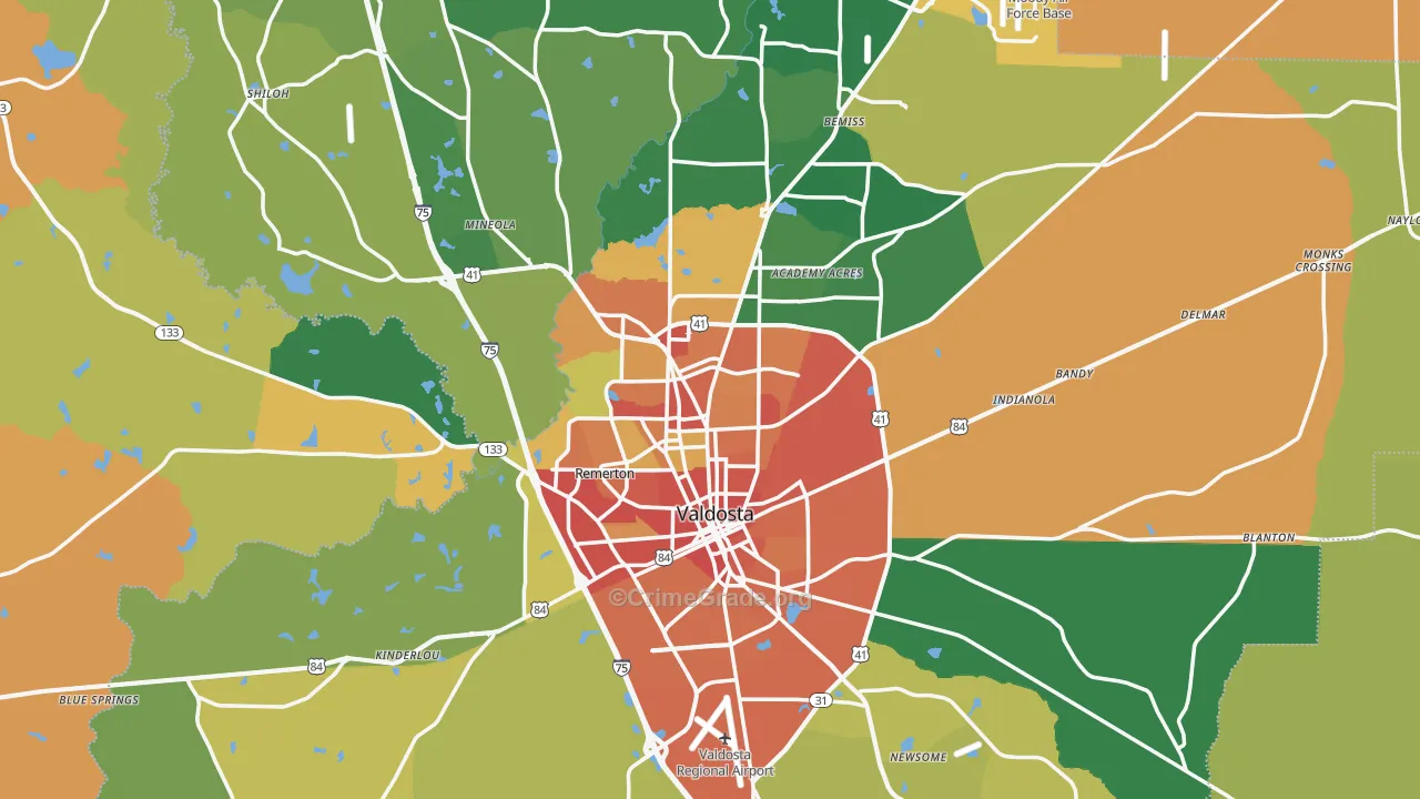 Valdosta, GA Map of Burglary Rates