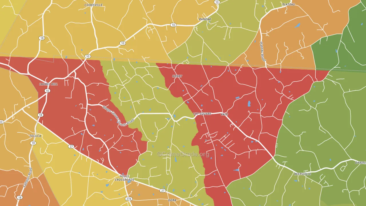 Vale, NC Map of Burglary Rates