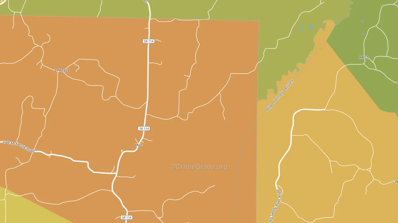 Vale, TN Map of Burglary Rates