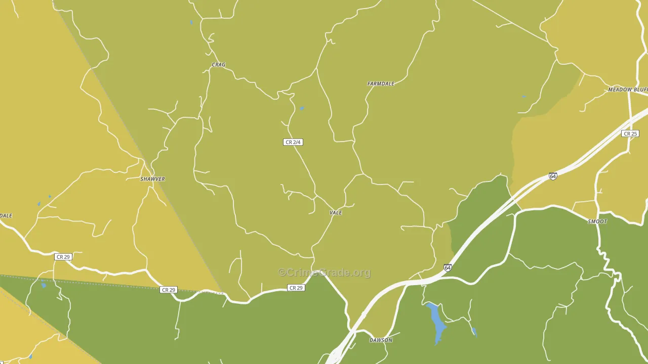 Vale, WV Map of Burglary Rates