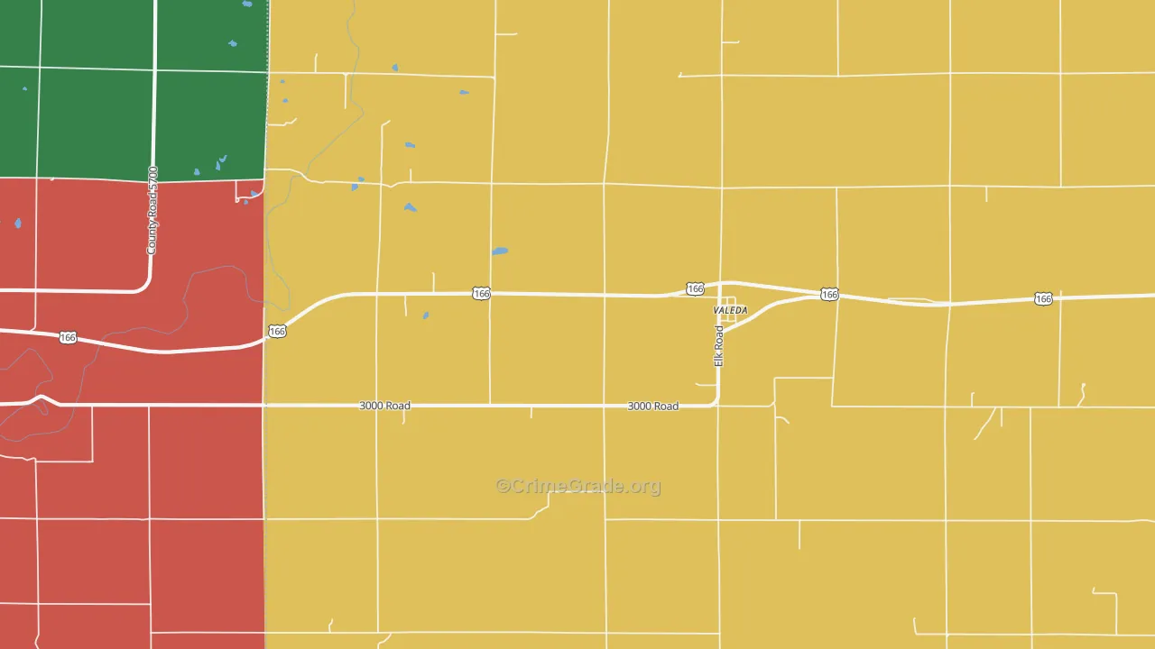 Valeda, KS Map of Burglary Rates