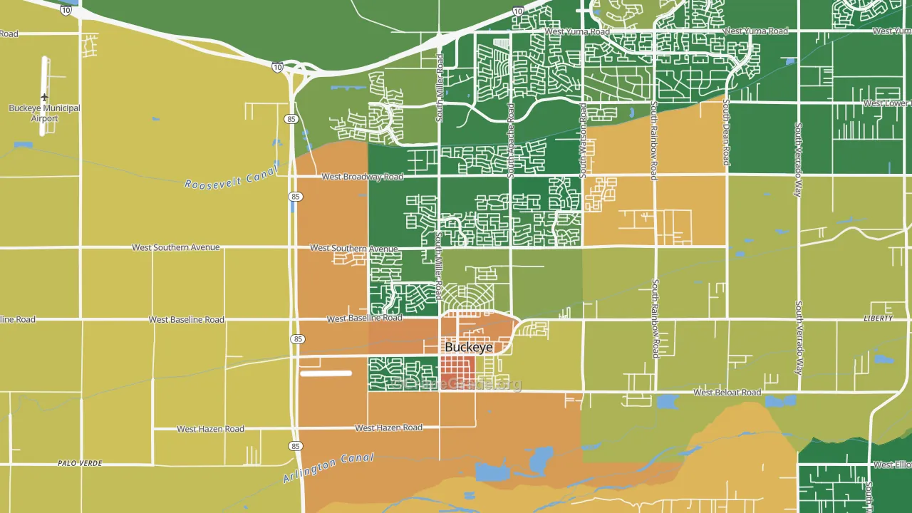 Valencia, Buckeye, AZ Map of Burglary Rates