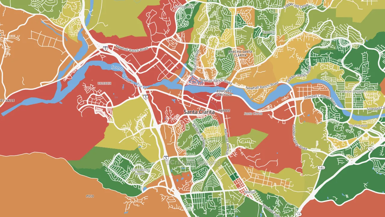 Valencia, CA Map of Burglary Rates