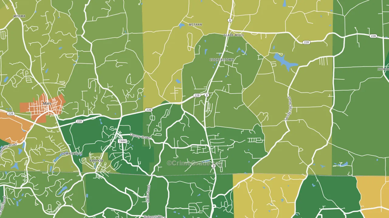 Valencia, PA Map of Burglary Rates