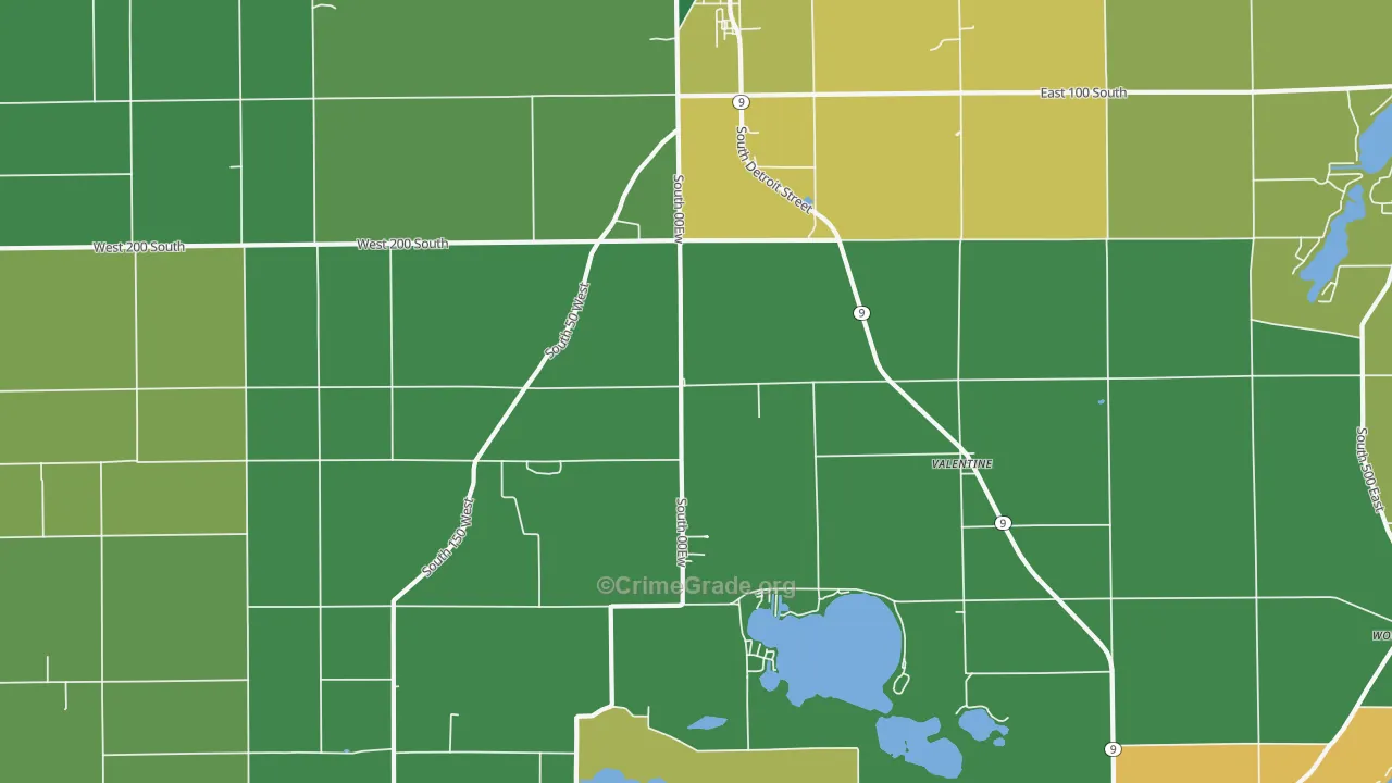 Valentine, IN Map of Burglary Rates