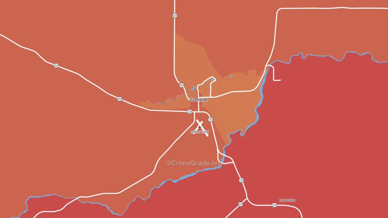 Valentine, NE Map of Burglary Rates