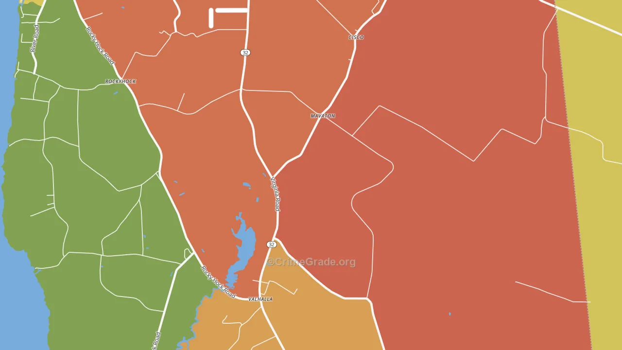 Valhalla, NC Map of Burglary Rates