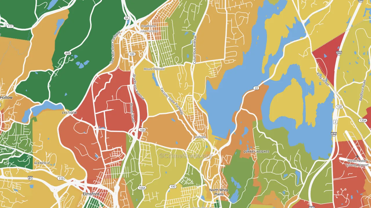 Valhalla, NY Map of Burglary Rates