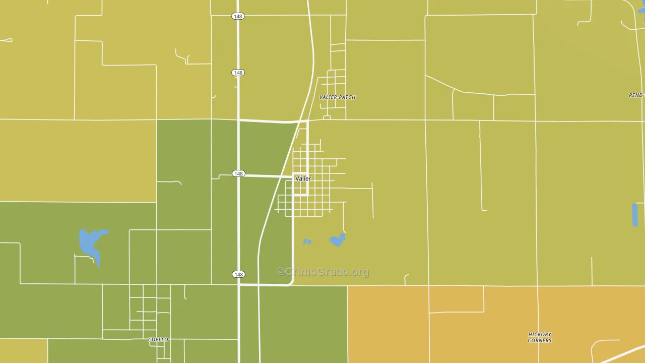 Valier, IL Map of Burglary Rates