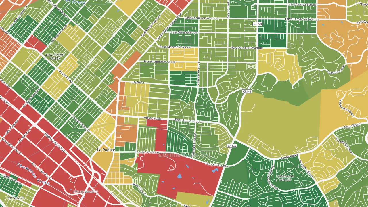 Valinda, CA Map of Burglary Rates