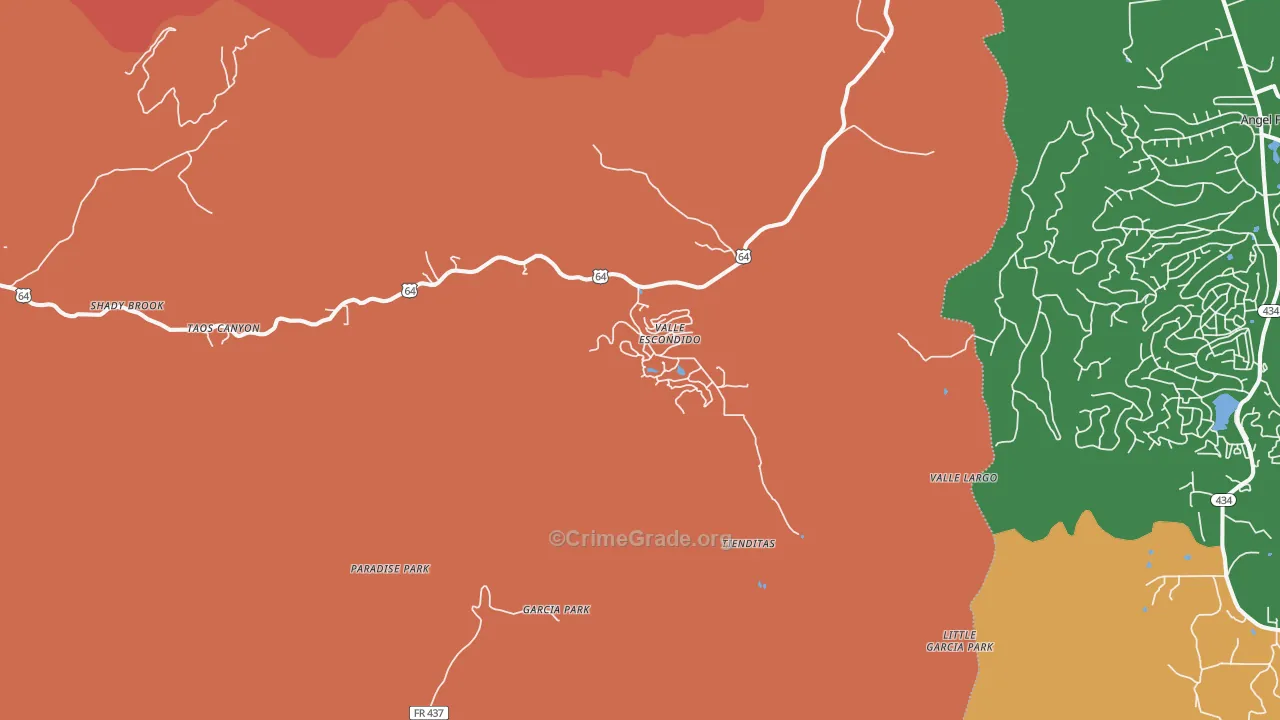 Valle Escondido, NM Map of Burglary Rates