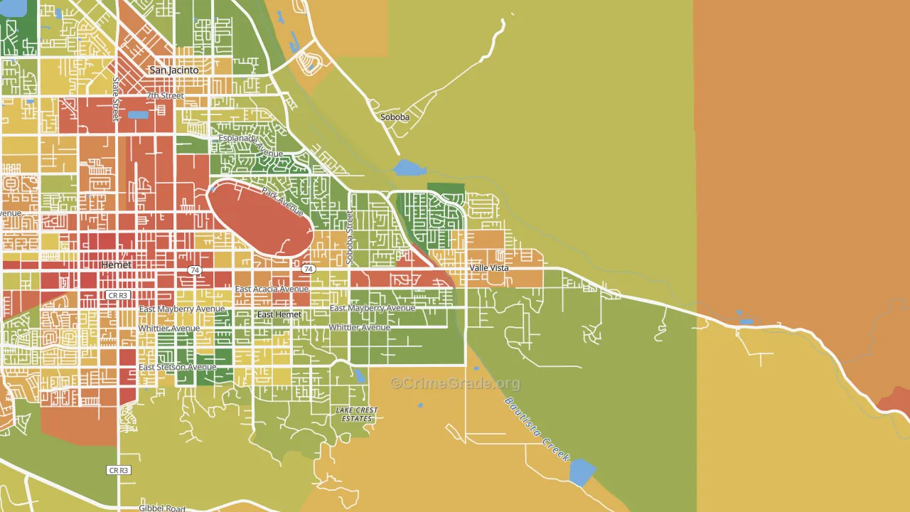 Valle Vista, CA Map of Burglary Rates