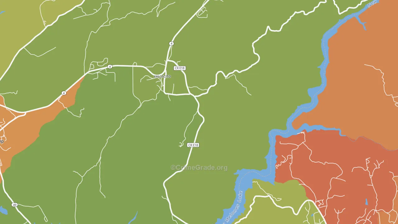 Vallecito, CA Map of Burglary Rates