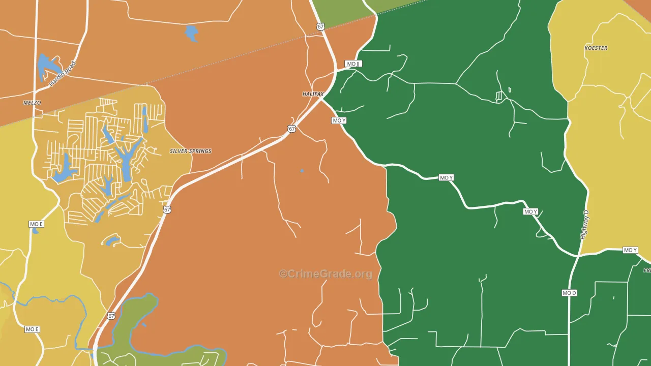Valles Mines, MO Map of Burglary Rates