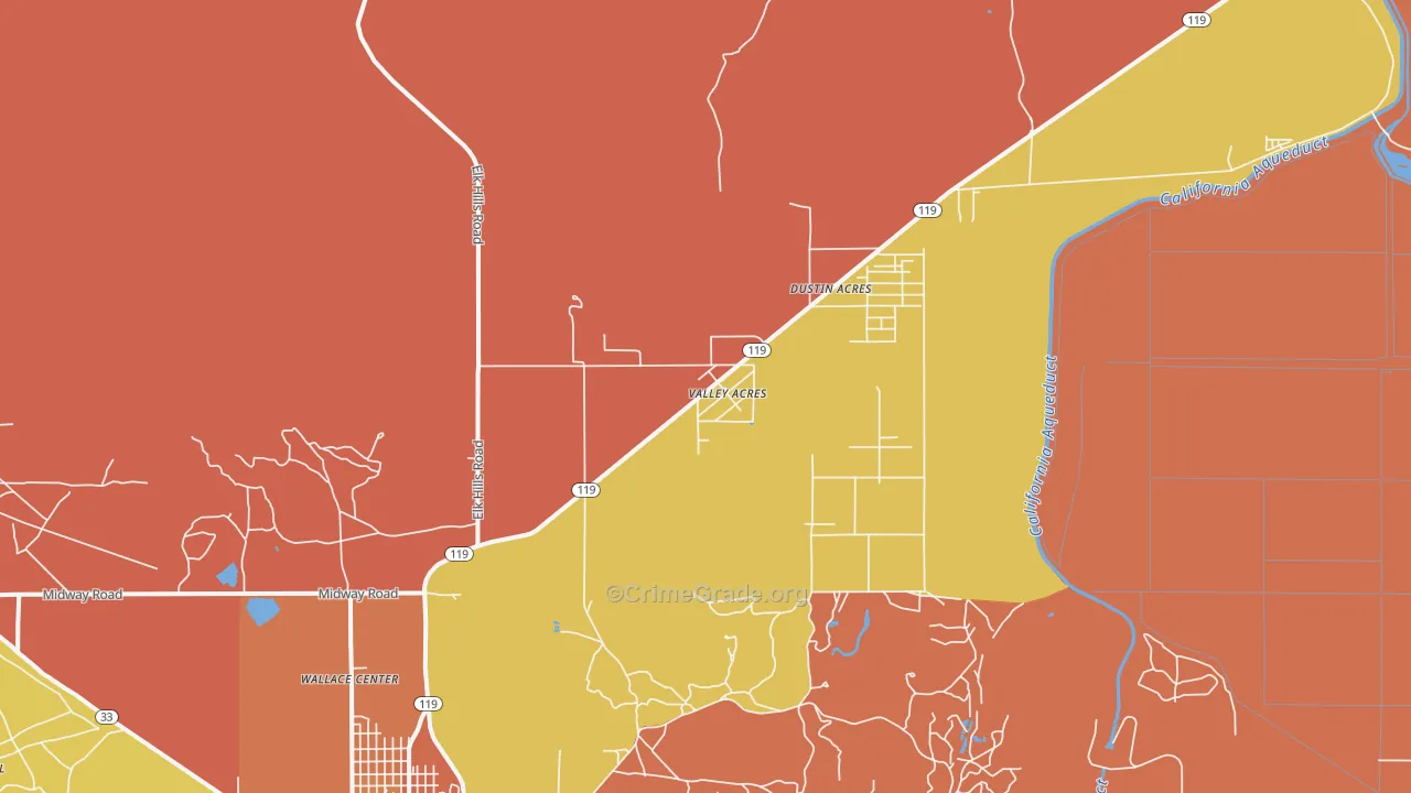 Valley Acres, CA Map of Burglary Rates