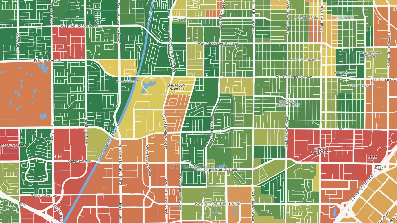 Valley Adams, Santa Ana, CA Map of Burglary Rates