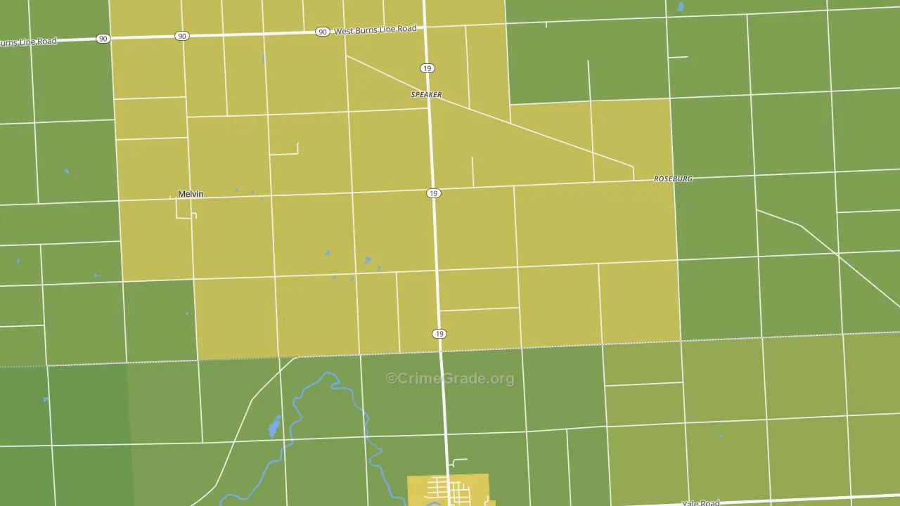 Valley Center, MI Map of Burglary Rates