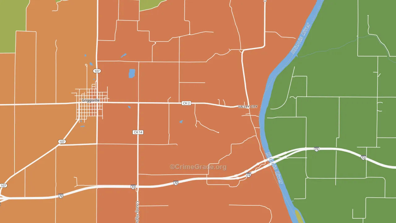 Valley City, IL Map of Burglary Rates