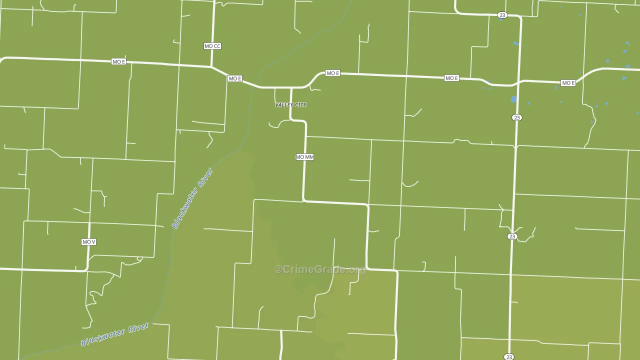 Valley City, MO Map of Burglary Rates