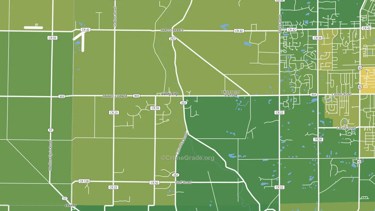 Valley City, OH Map of Burglary Rates