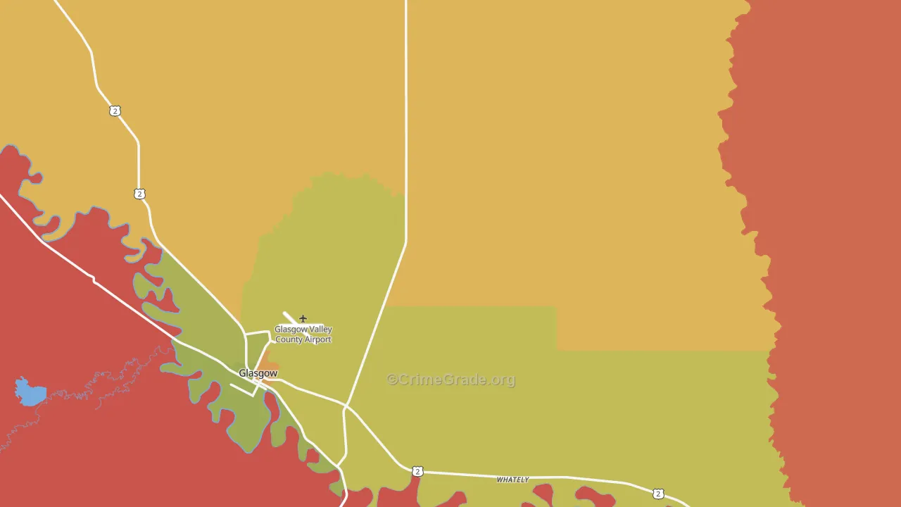 Valley County, MT Map of Burglary Rates