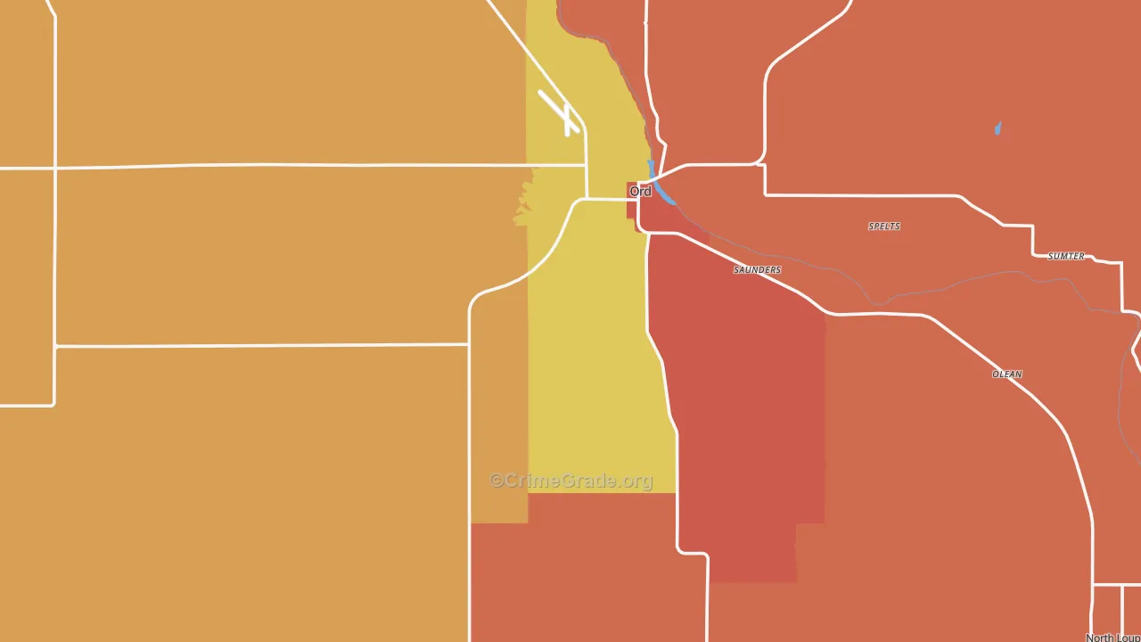Valley County, NE Map of Burglary Rates
