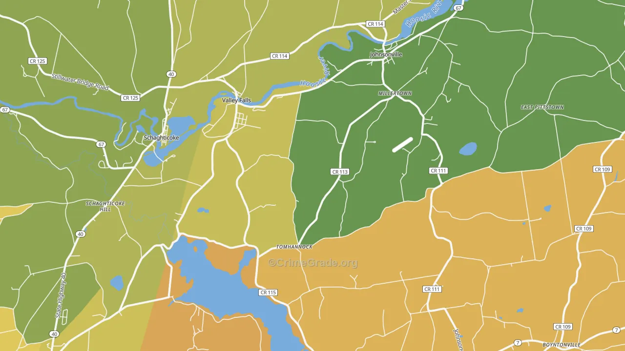 Valley Falls, NY Map of Burglary Rates