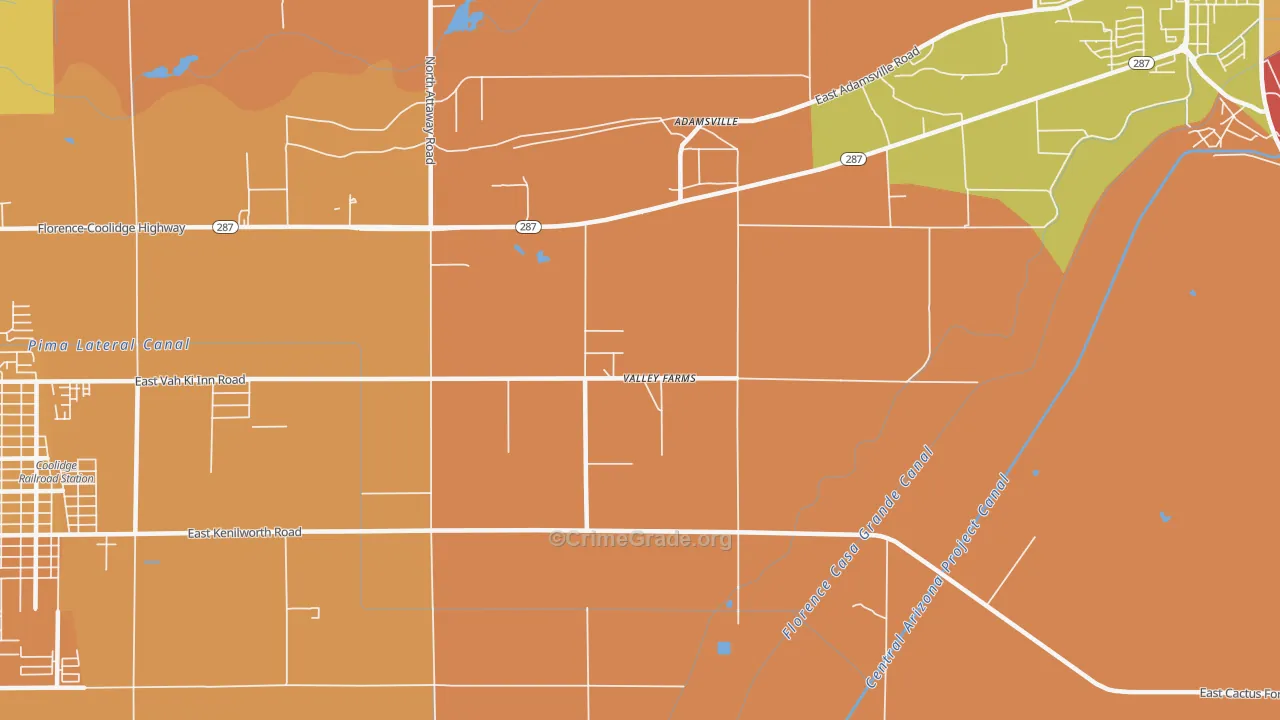 Valley Farms, AZ Map of Burglary Rates