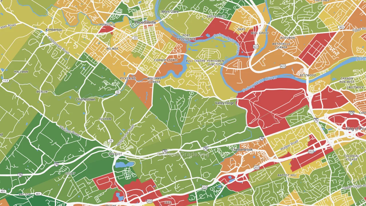 Valley Forge, PA Map of Burglary Rates
