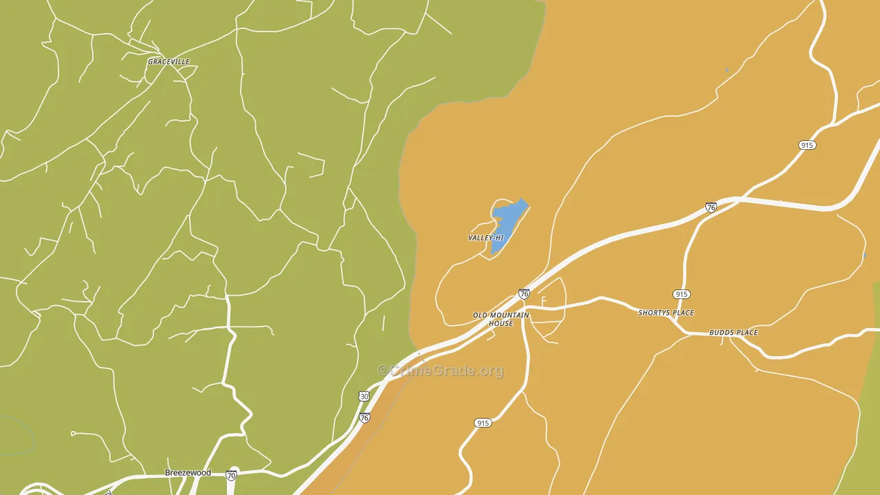 Valley-Hi, PA Map of Burglary Rates