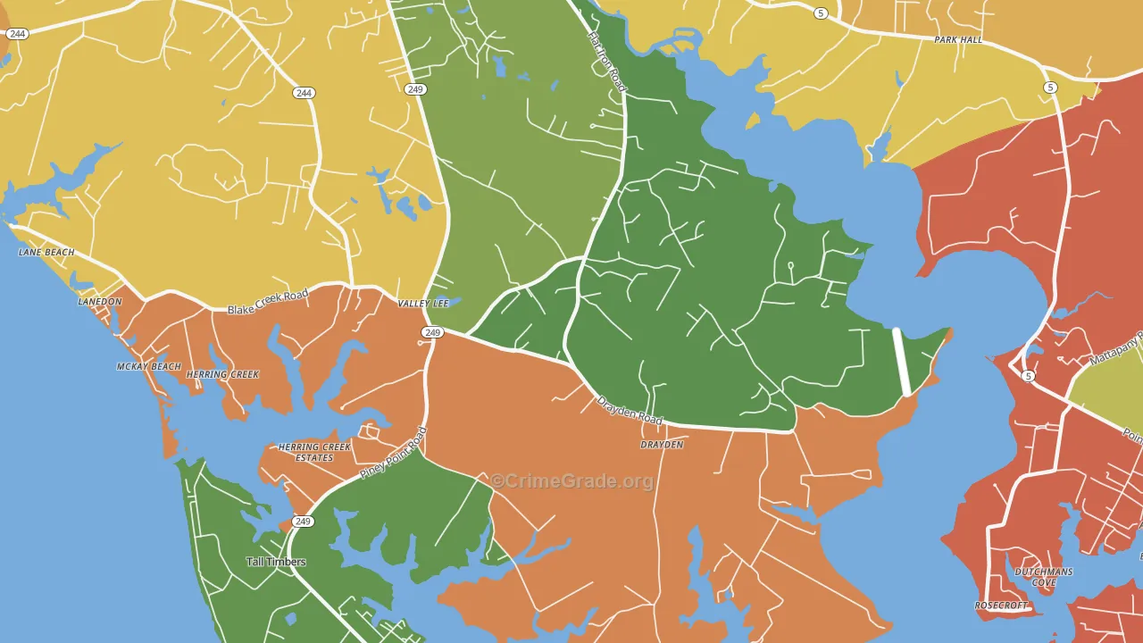 Valley Lee, MD Map of Burglary Rates