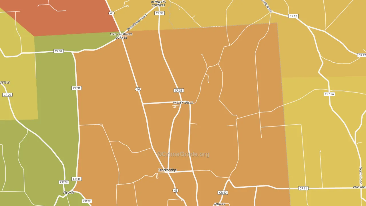 Valley Mills, NY Map of Burglary Rates