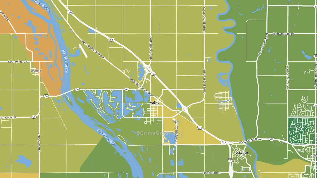 Valley, NE Map of Burglary Rates
