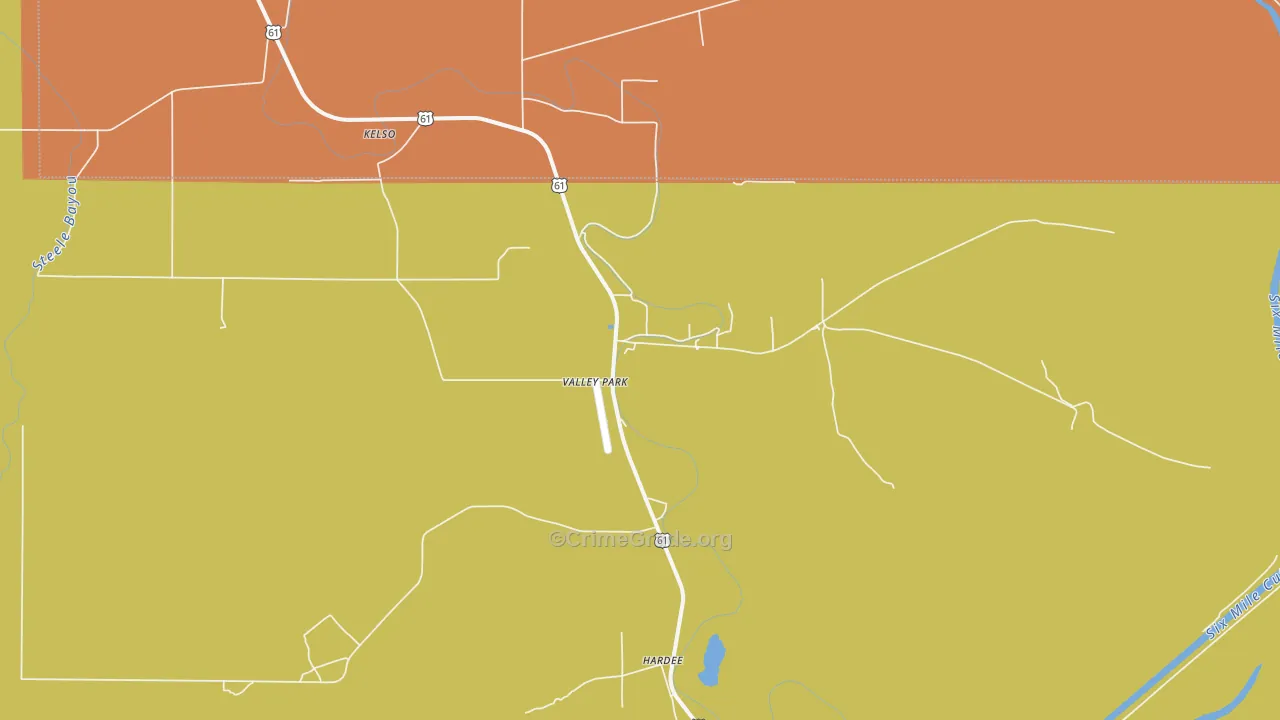 Valley Park, MS Map of Burglary Rates