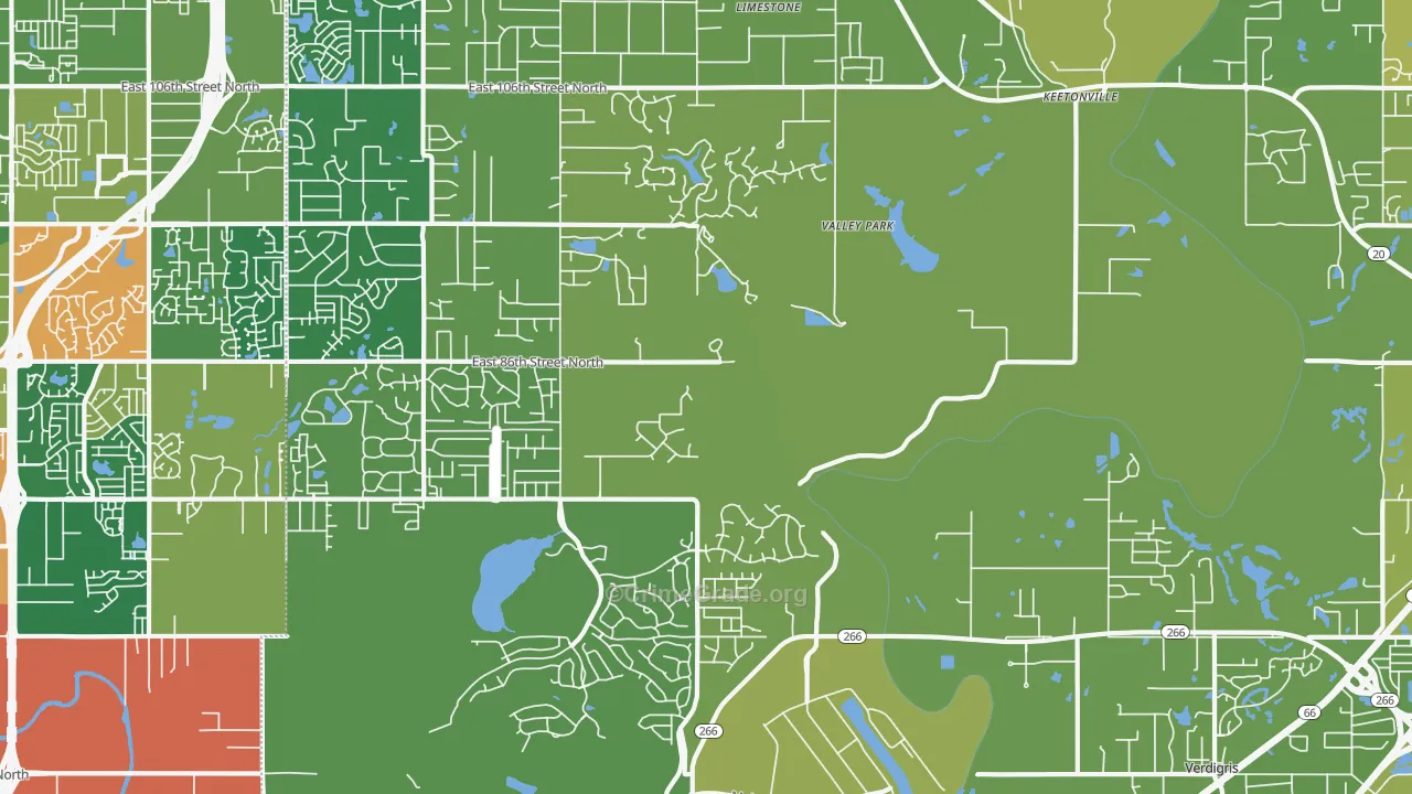 Valley Park, OK Map of Burglary Rates