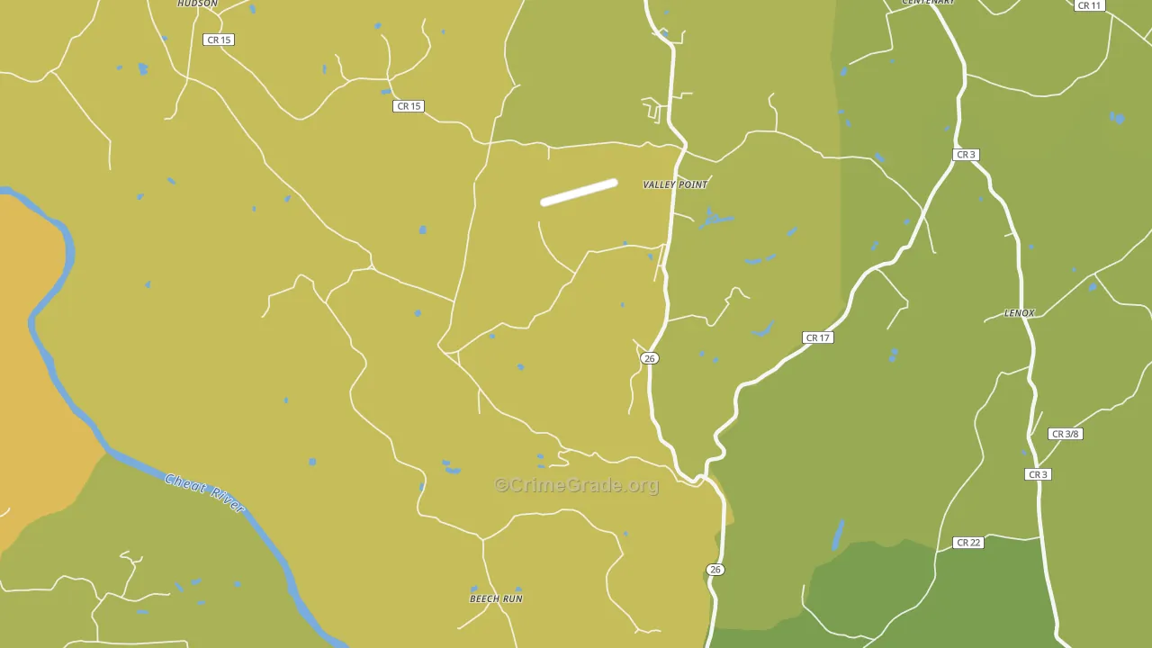 Valley Point, WV Map of Burglary Rates
