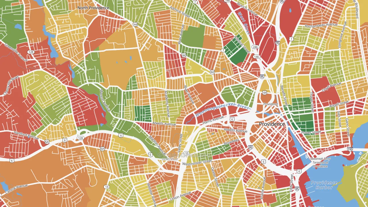 Valley, Providence, RI Map of Burglary Rates