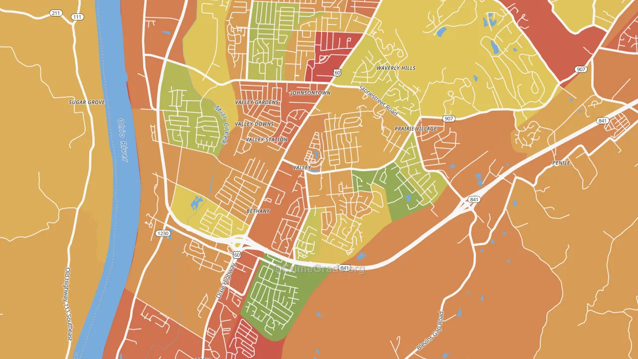 Valley Station, Louisville, KY Map of Burglary Rates