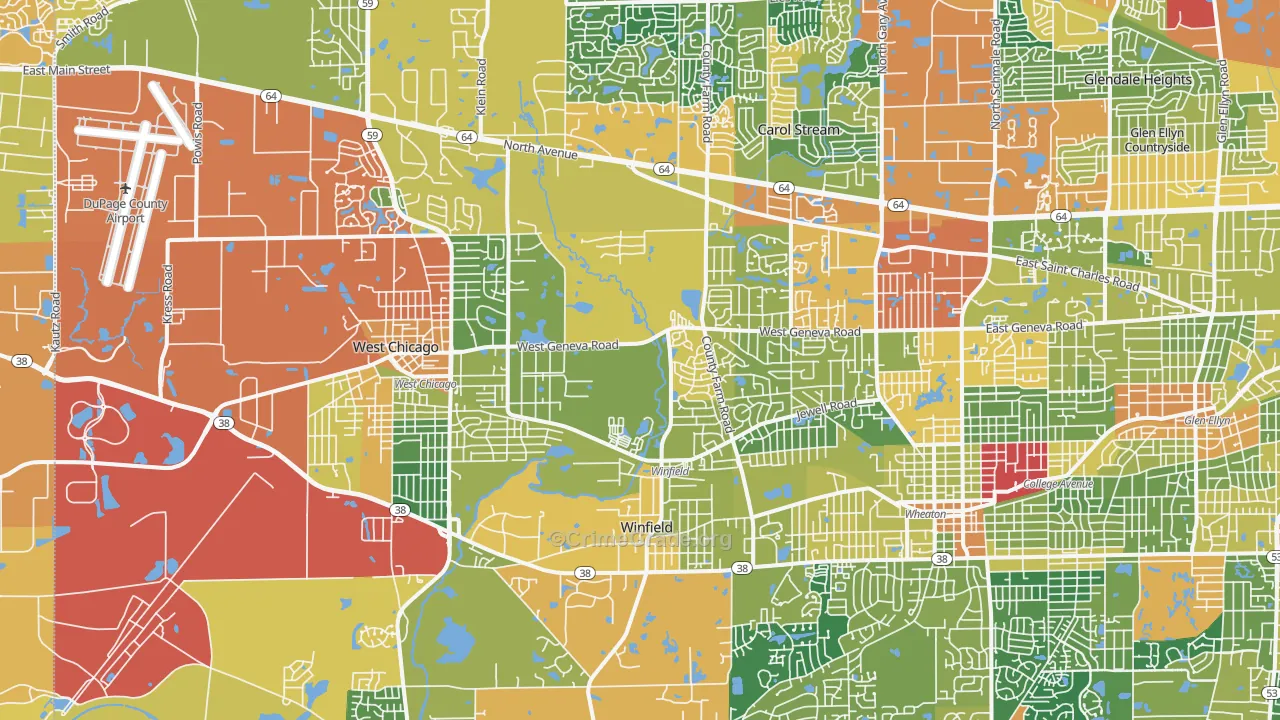 Valley View, Glen Ellyn, IL Map of Burglary Rates