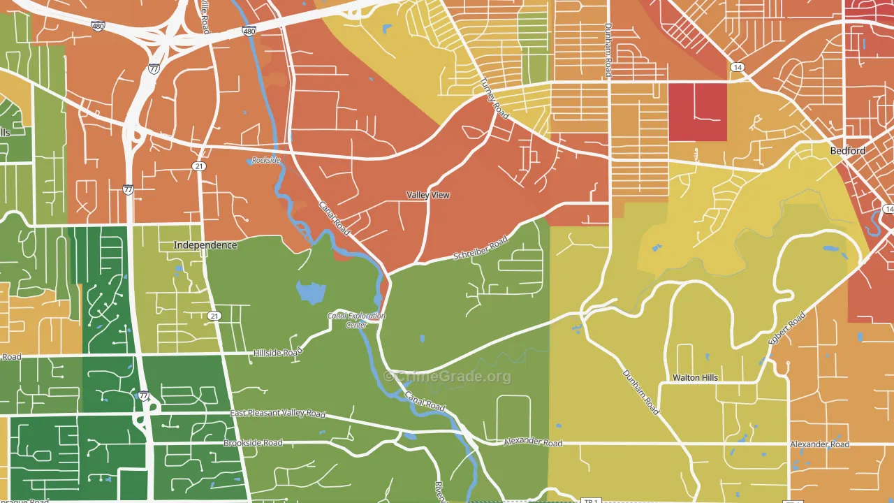 Valley View, OH Map of Burglary Rates