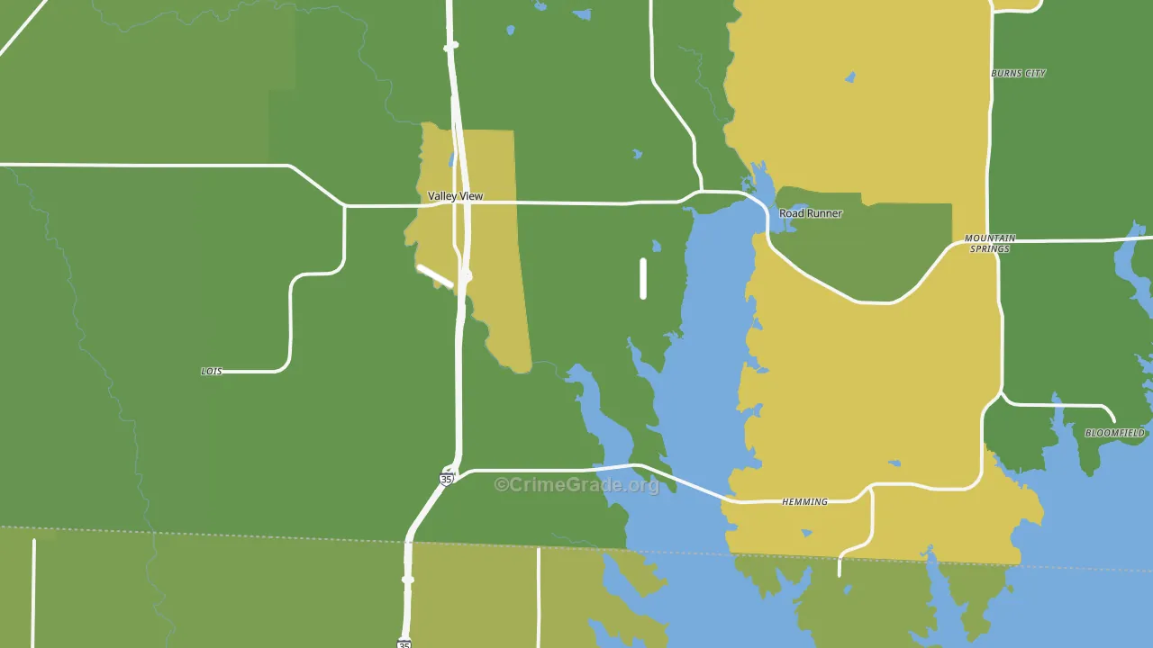 Valley View, TX Map of Burglary Rates