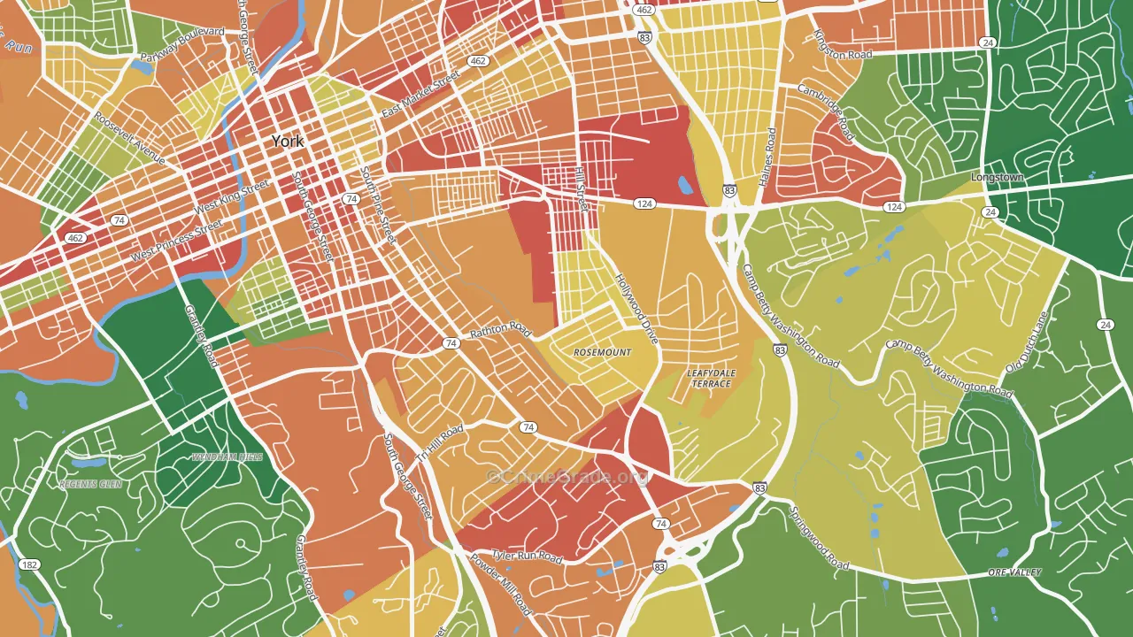 Valley View, York, PA Map of Burglary Rates