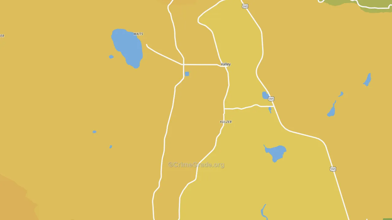 Valley, WA Map of Burglary Rates