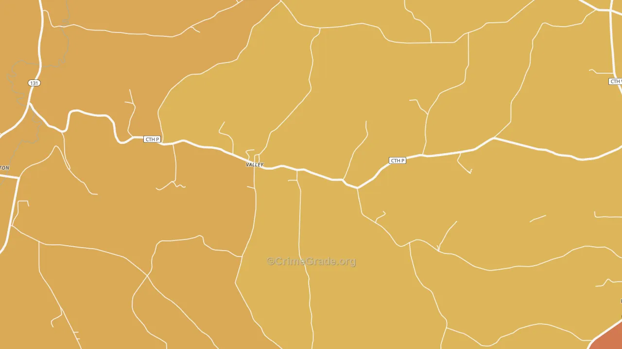 Valley, WI Map of Burglary Rates